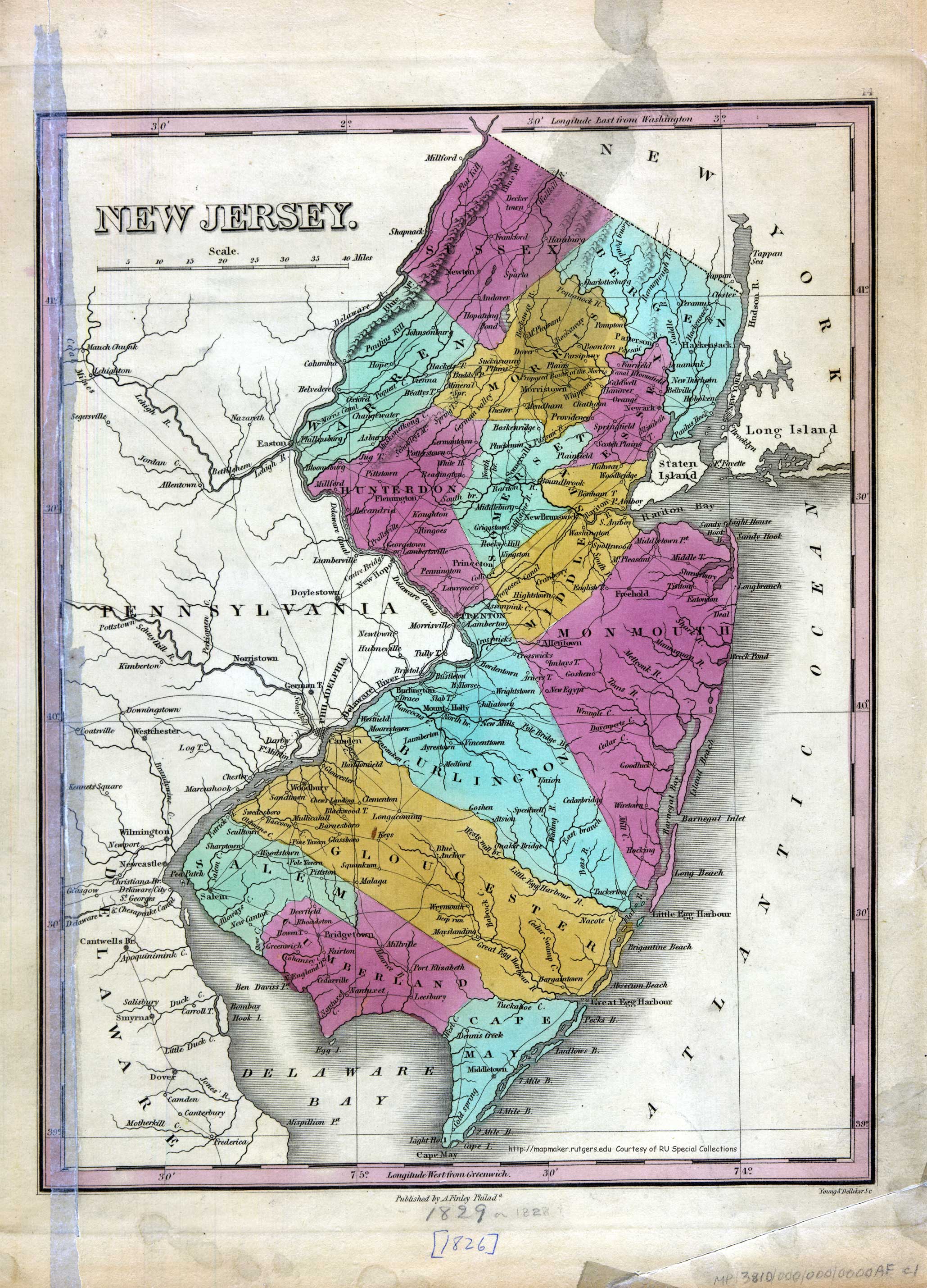 Details about   1839 PA NJ Map West Milford New York Orange Old New Jersey History HUGE !! 